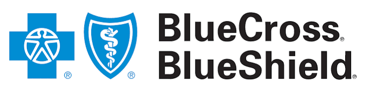 BlueCross BlueShield logo with a blue cross and a blue shield, each containing a white medical symbol, next to the text BlueCross BlueShield in black.
