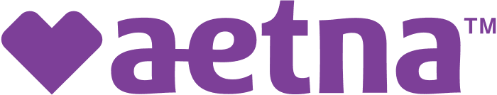 A purple heart icon followed by the word aetna in purple lowercase letters, on a light background.